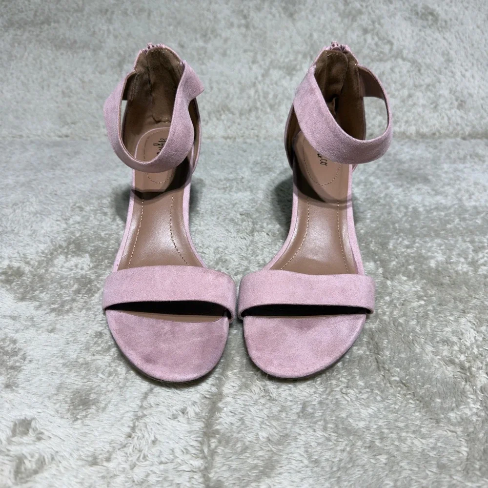 Style & Co Sandals Womens 8.5 Pink Payceef Kitten Heel Ankle Strap Dress Shoes